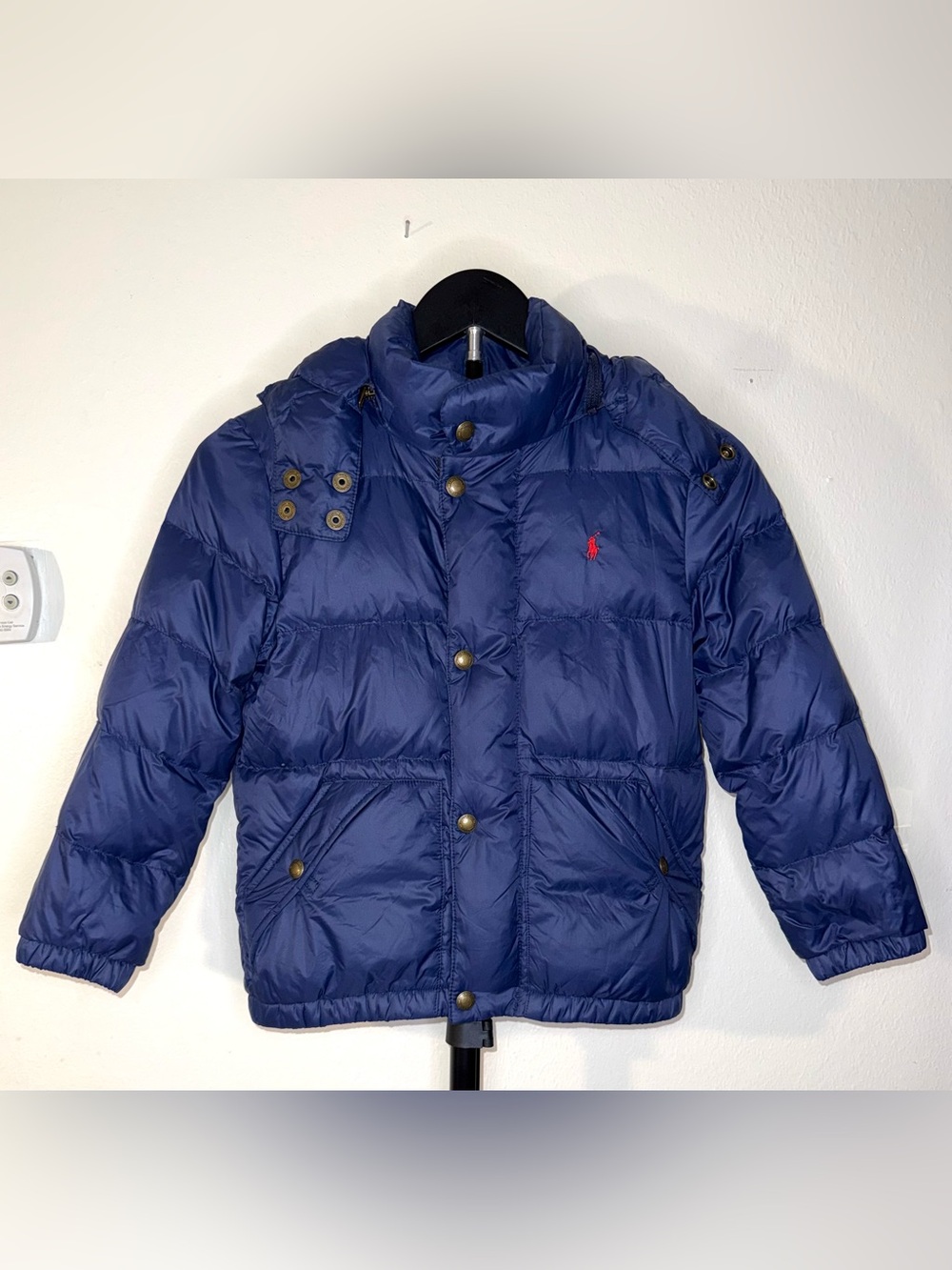 Polo Ralph Lauren Blue PufferJacket with detachable hood, size 7